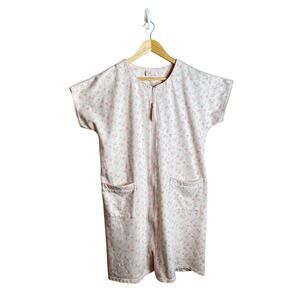 Miss Elaine Ditsy Floral Pink & White Tassel Zip Robe Housecoat ~M